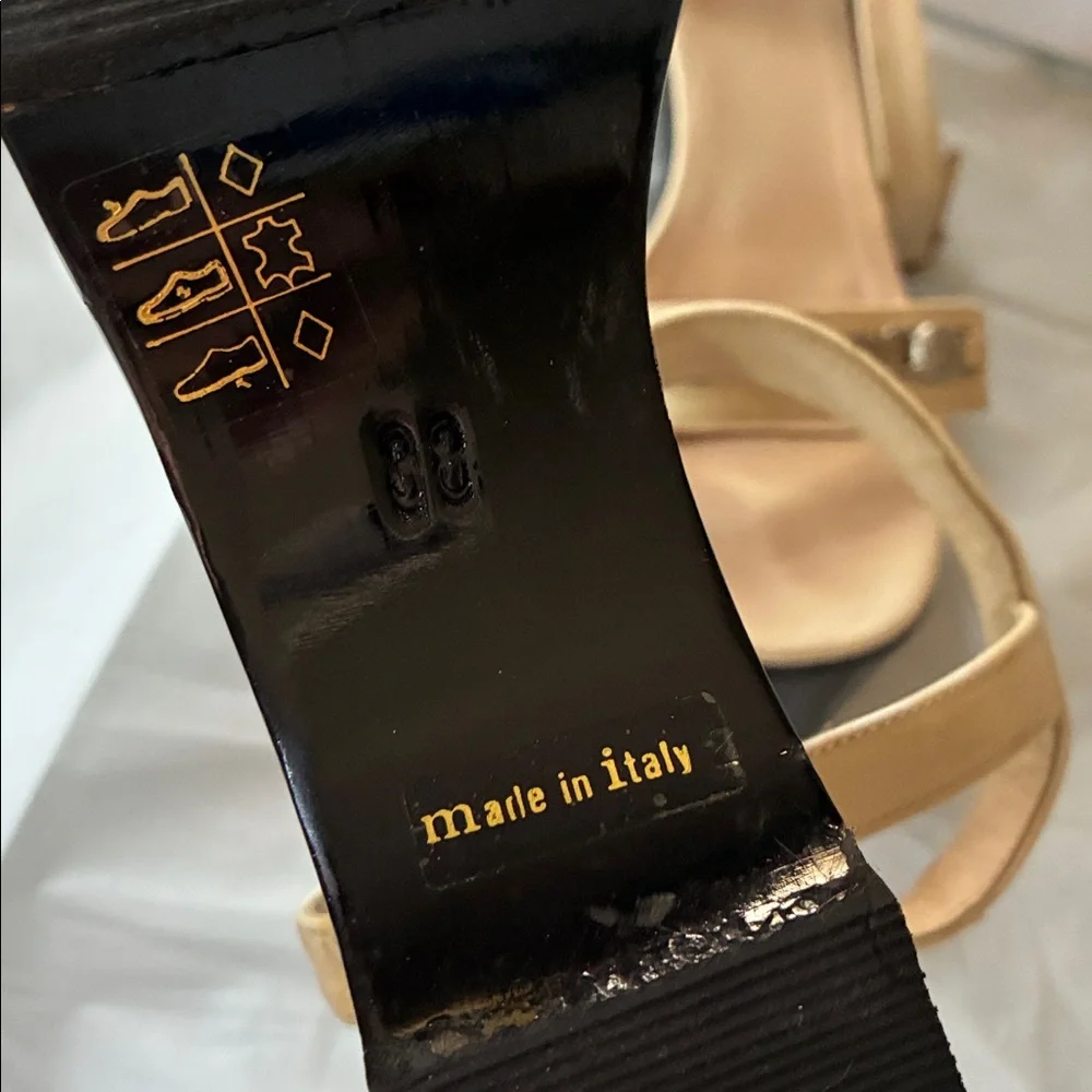 Vintage Gianni Versace Black & Cream Chunky Platform Wedge Sandals 90s Y2K